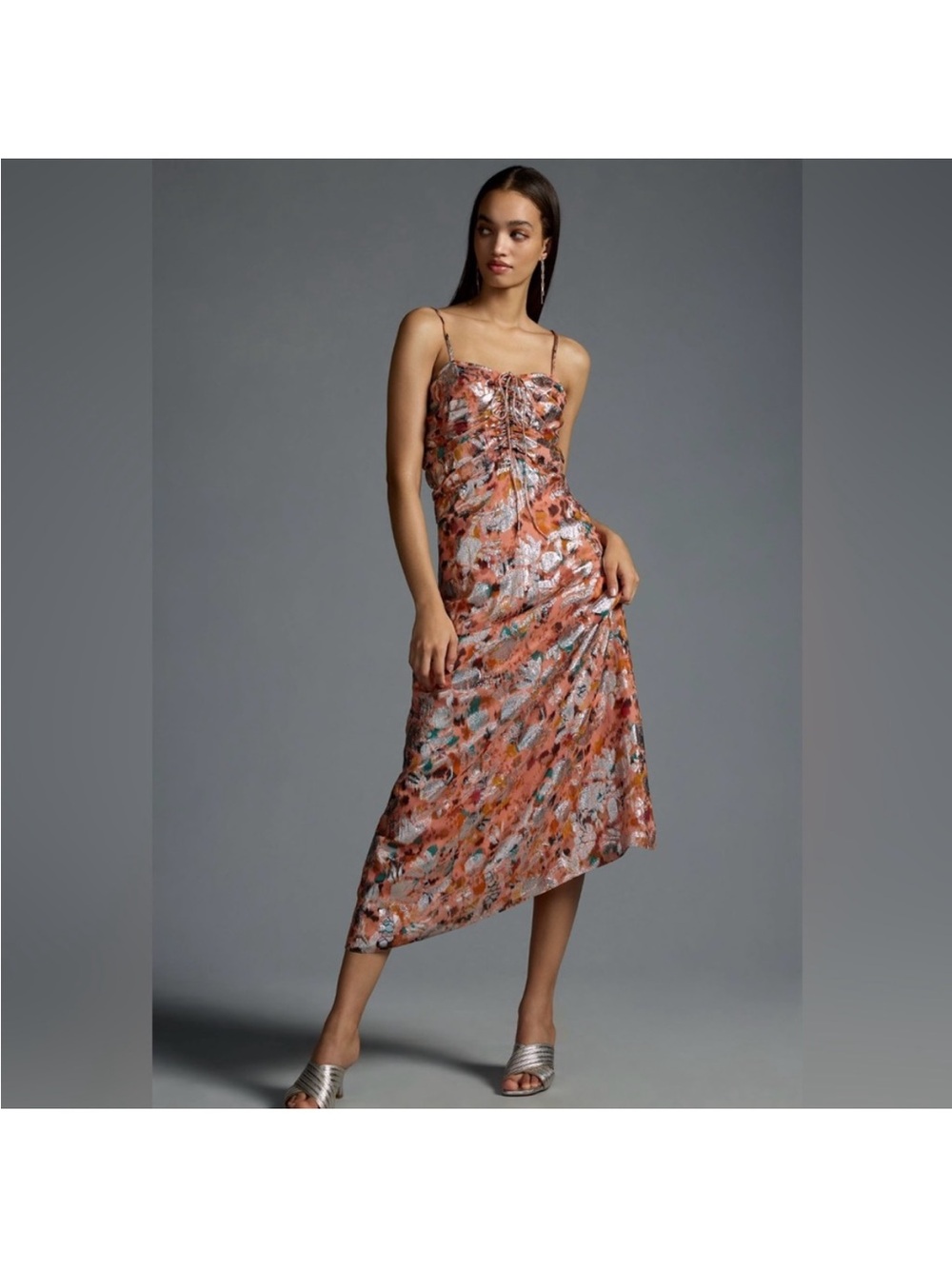 Anthropologie Verb by Pallavi Singhee Ruched Maxi Dress Orange size Small